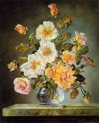 unknow artist, Floral, beautiful classical still life of flowers.135